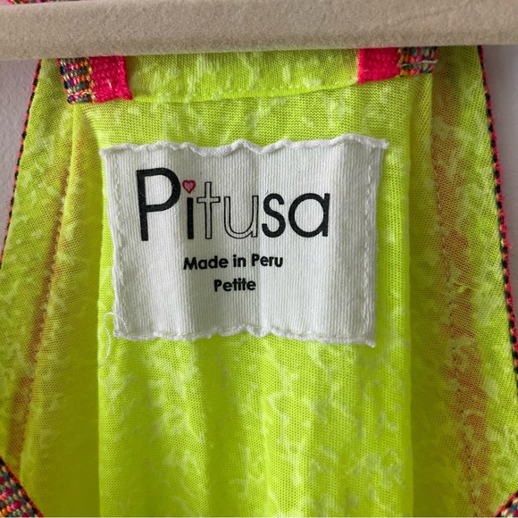 Pitusa Inca Mini Sun Dress Beach Cover Up in Lemon Yellow Petite XS - Picture 3 of 11